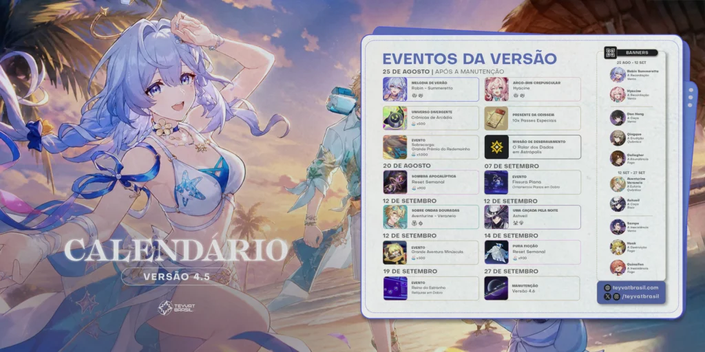 Calendário - Honkai Star Rail - Versão 4.5